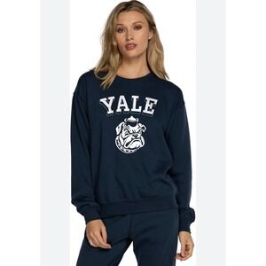 Yale University Bulldogs Crewneck Sweatshirt Navy Blue Graphic Pullover Large